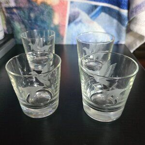 Vintage GREY GOOSE 4 Shot Cocktail Glasses w Frosted Geese/Goose